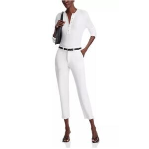 Bella Dahl Sonny Fray Cargo Pants White Cropped Raw Hem Utility NWT Medium